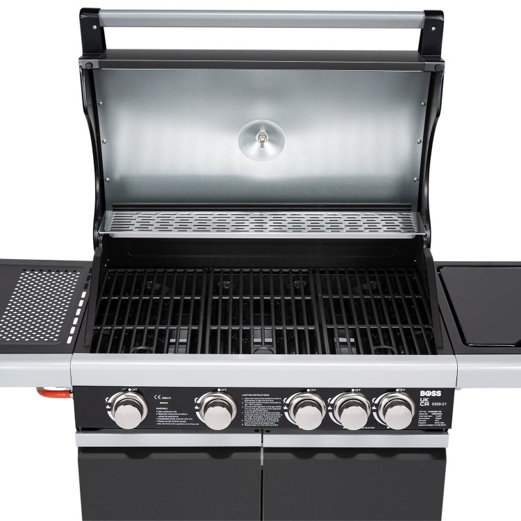 Boss Grill Alabama Elite - 4 Burner Gas BBQ Grill with Side Burner - Black