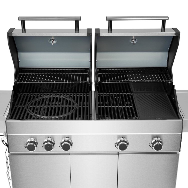 Boss Grill Double Header 4 Burner Gas BBQ Grill with Side Burner - Stainless Steel