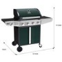 Boss Grill Kentucky Premium - 4 Burner Gas BBQ Grill with Side Burner - Green