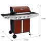 Boss Grill Kentucky Premium - 4 Burner Gas BBQ Grill with Side Burner - Red