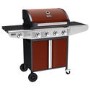 Boss Grill Kentucky Premium - 4 Burner Gas BBQ Grill with Side Burner - Red