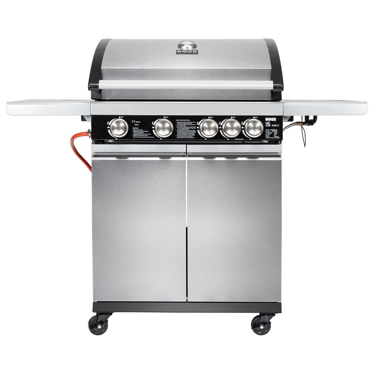 Boss Grill Alabama Elite - 4 Burner Gas BBQ with Side Burner - Stainless Steel 