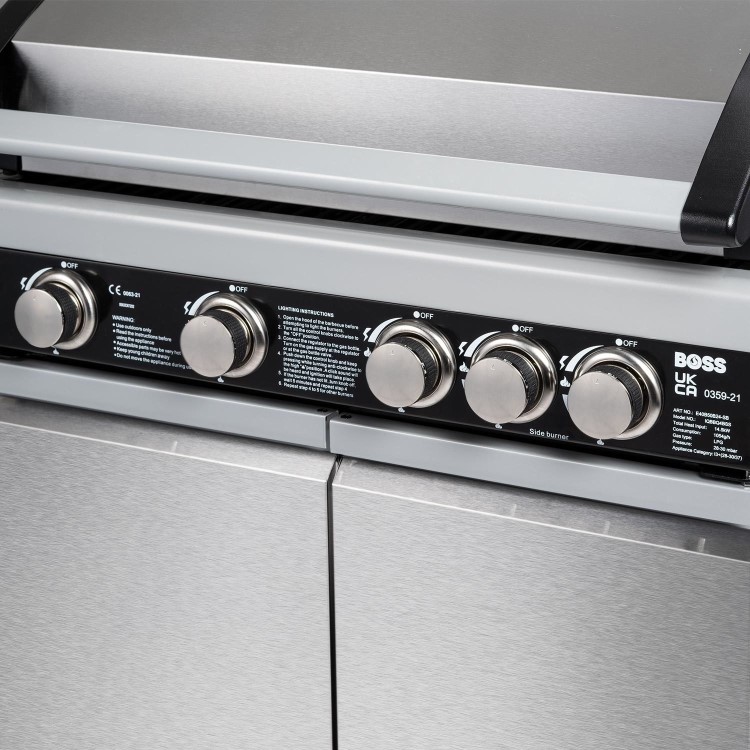 Boss Grill Alabama Elite - 4 Burner Gas BBQ with Side Burner - Stainless Steel 