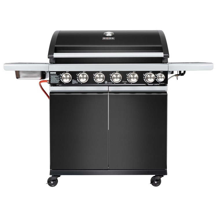 Boss Grill Alabama Elite - 6 Burner Gas BBQ Grill with Side Burner - Black