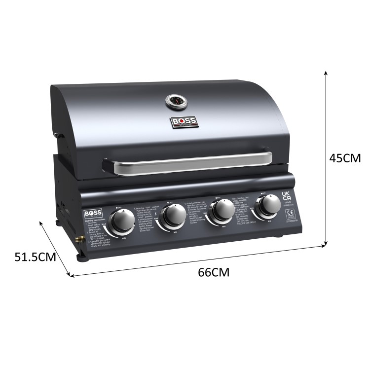 Boss Grill Texas Lone Star 4 Burner Built In Gas BBQ Grill - Black