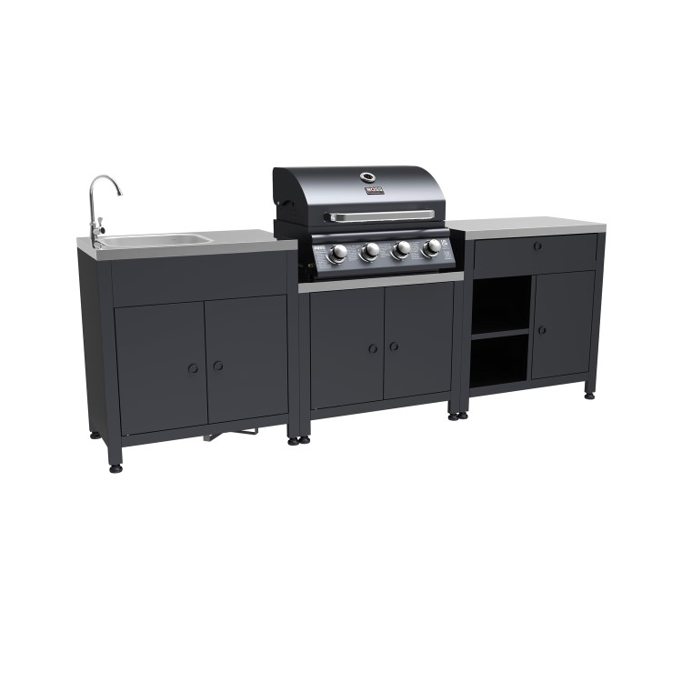 Boss Grill Texas All Star Outdoor Kitchen Modular - 4 Burner Gas BBQ Grill - Black