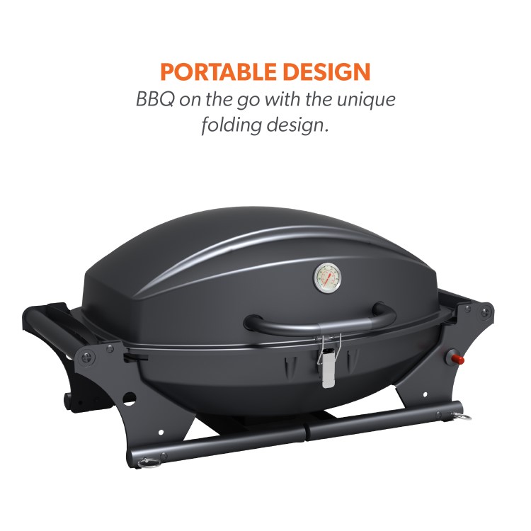 Refurbished electriQ Portable Single Burner Gas BBQ Grill Black