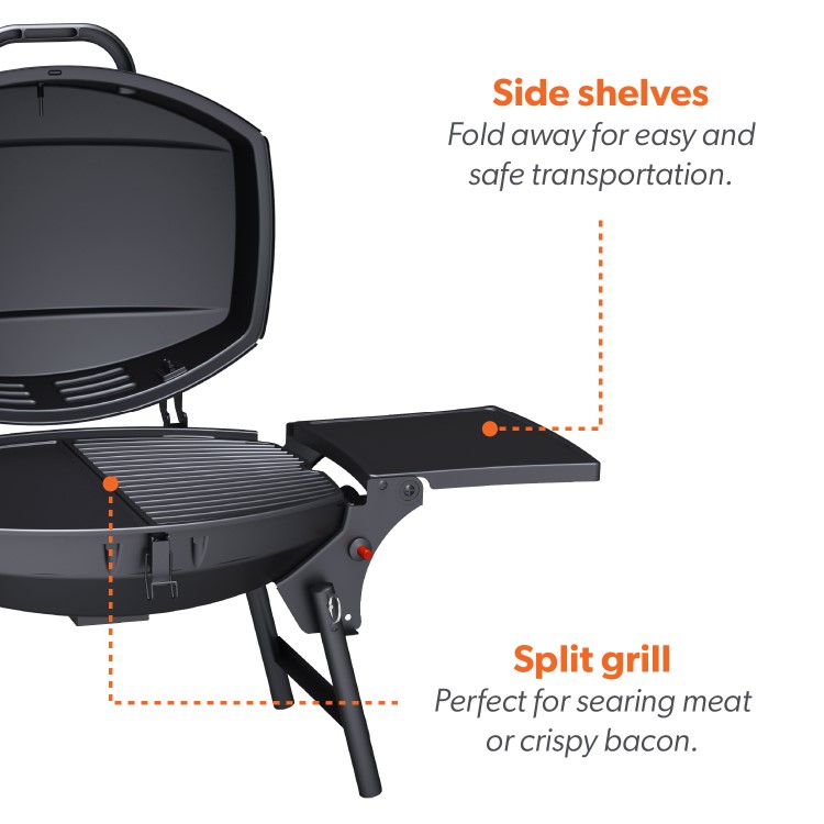 Refurbished electriQ Portable Single Burner Gas BBQ Grill Black