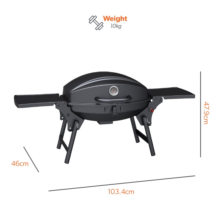 Refurbished electriQ Portable Single Burner Gas BBQ Grill Black