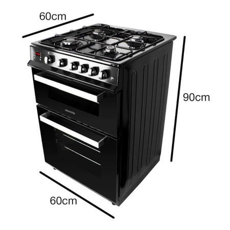 electriQ 60cm Double Oven Dual Fuel Cooker - Black