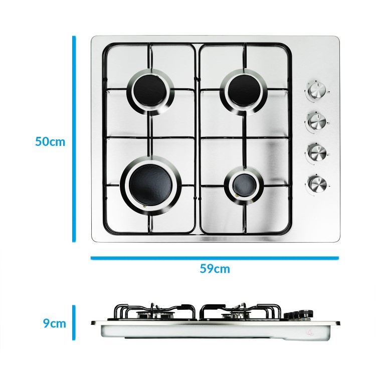 Refurbished electriQ EQGH604SS 60cm 4 Burner Gas Hob Stainless Steel