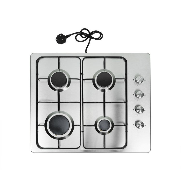 Refurbished electriQ EQGH604SS 60cm 4 Burner Gas Hob Stainless Steel