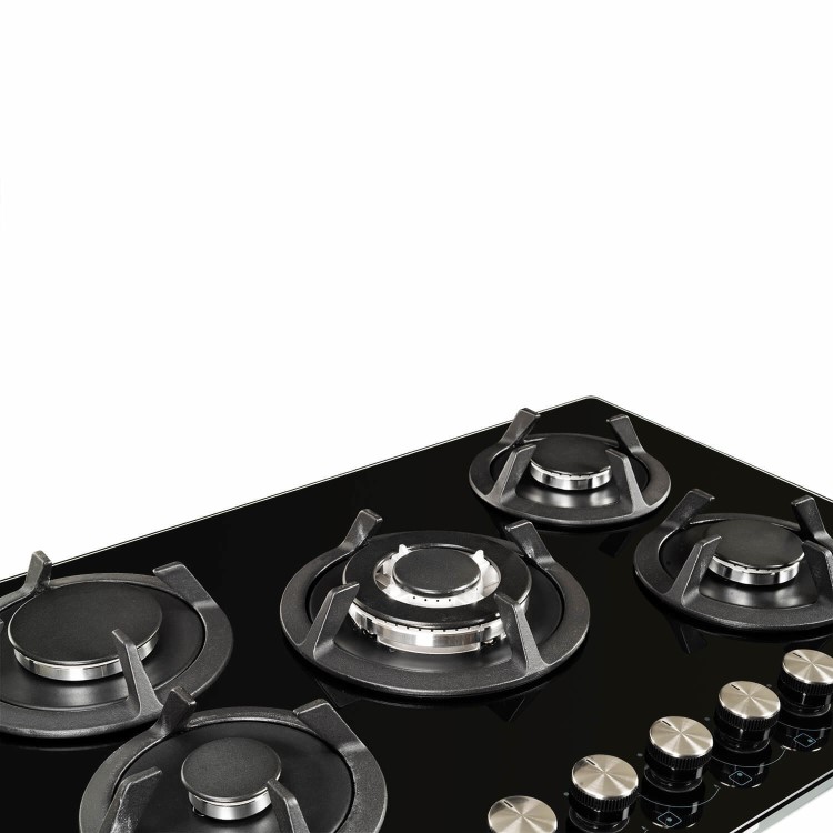 Refurbished electriQ EQGH755BLK 75cm Gas on Glass Hob Black