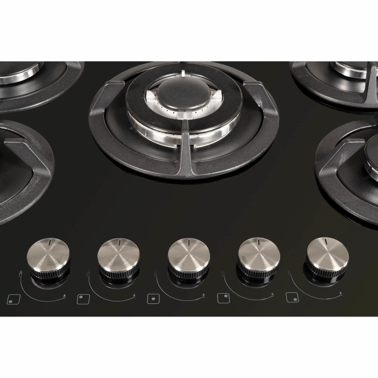 Refurbished electriQ EQGH755BLK 75cm Gas on Glass Hob Black