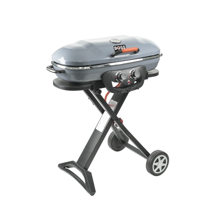 Refurbished Boss Grill Deluxe Portable - 2 Burner Gas BBQ Grill with Trolley - Grey