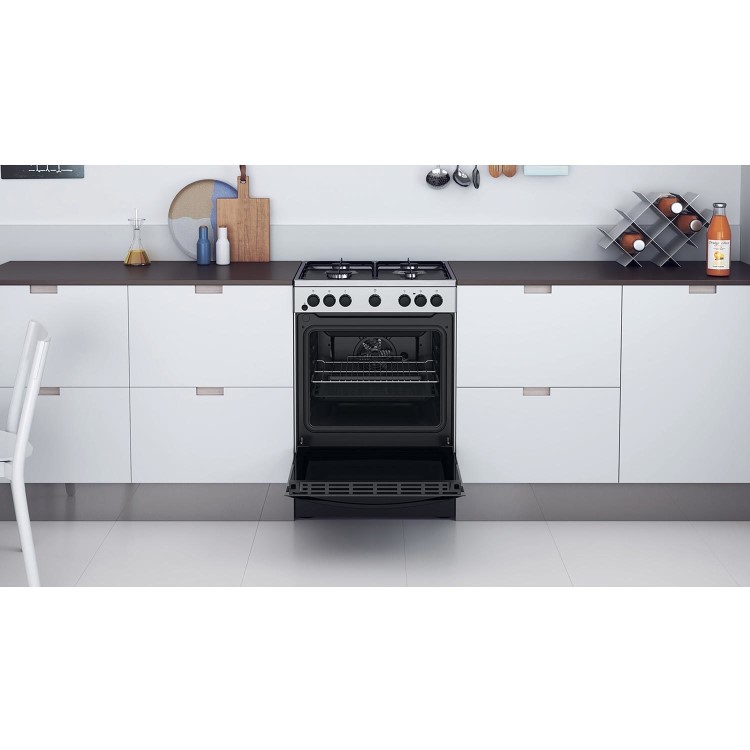 Indesit 60cm Dual Fuel Cooker - Silver