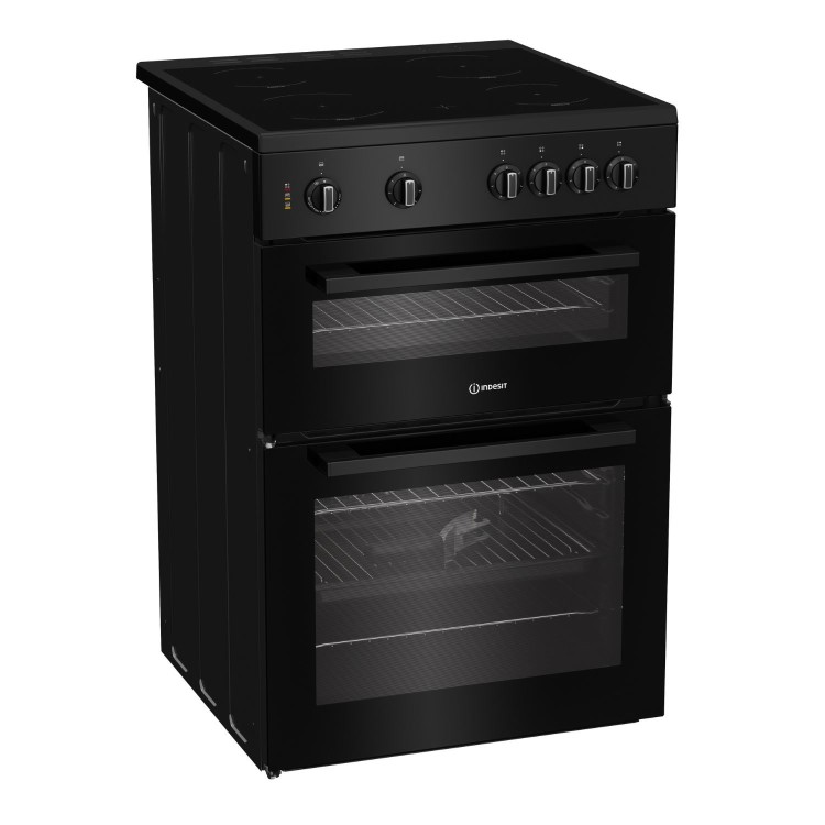 Indesit 60cm Twin Cavity Electric Cooker  - Black