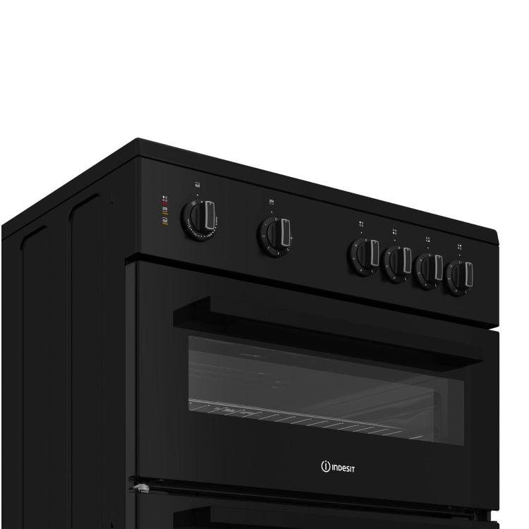 Indesit 60cm Twin Cavity Electric Cooker  - Black