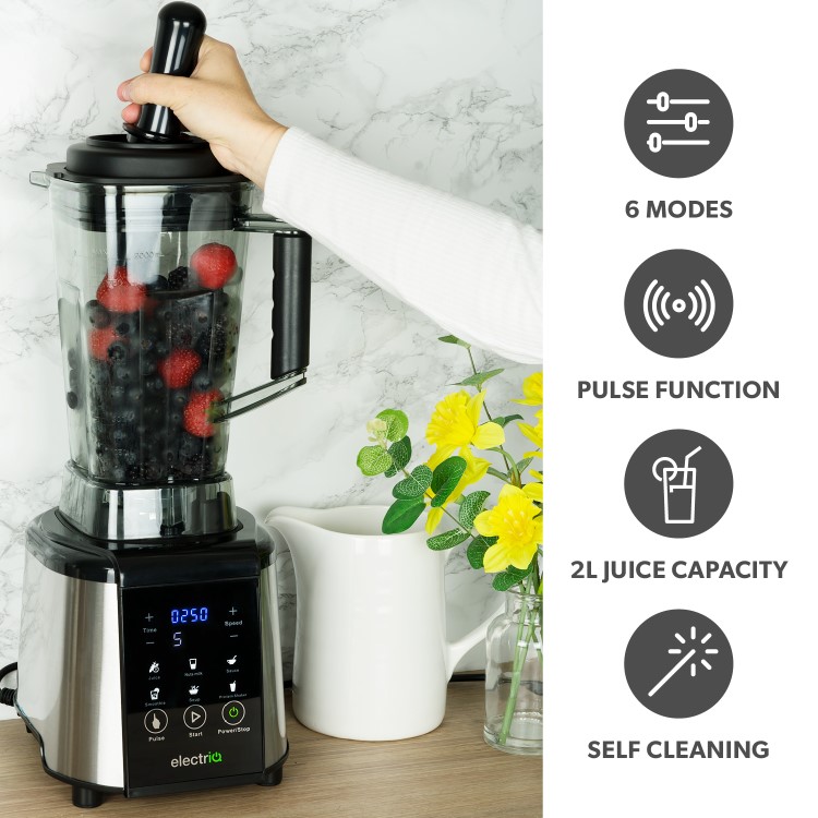 electriQ 6-in-1 2L Multifunctional Blender Soup Maker and Juicer - Black