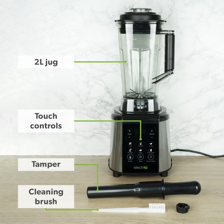 electriQ 6-in-1 2L Multifunctional Blender Soup Maker and Juicer - Black