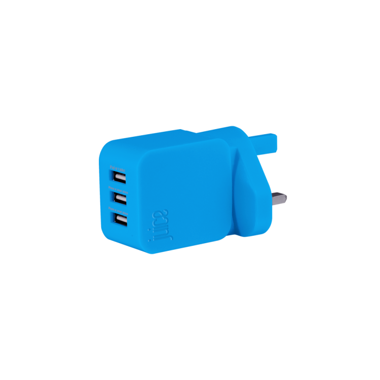 Juice Triple USB Mains Charger - Blue