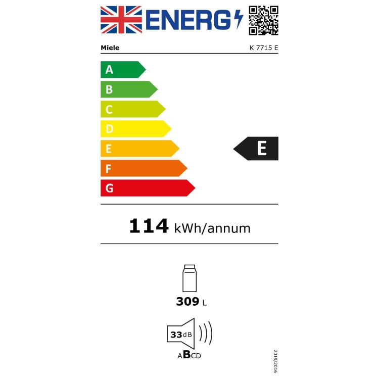 Miele 309 Litre In-Column Integrated Fridge