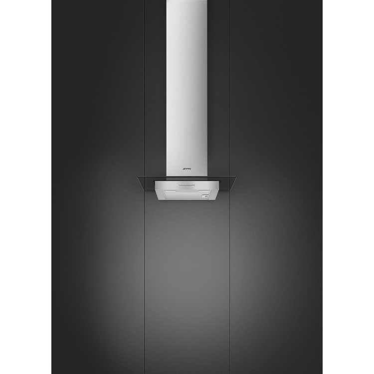 Smeg 60cm Flat Glass Chimney Cooker Hood - Stainless Steel with Black Glass Canopy