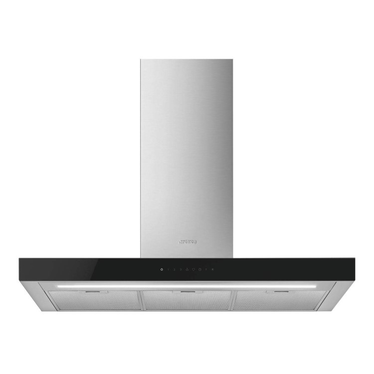 Smeg 90cm Chimney Hood - Stainless Steel with Black Glass