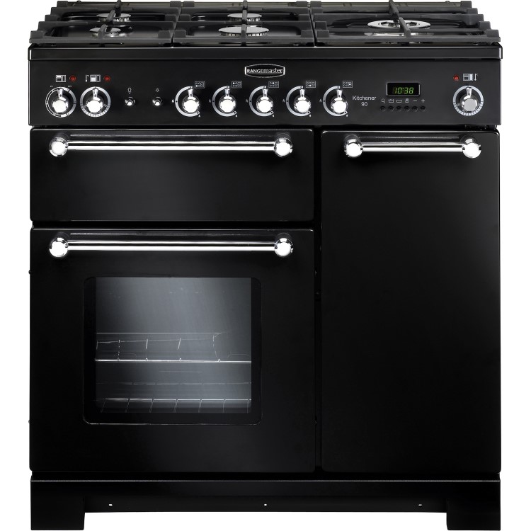 Rangemaster Kitchener 90cm Duel Fuel Range Cooker - Black