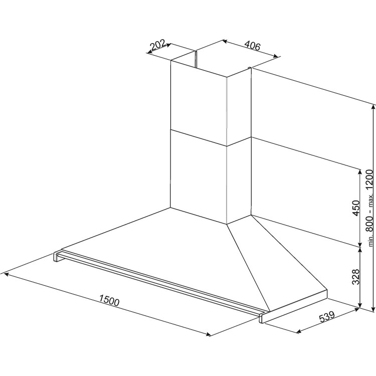Smeg Opera 150cm Chimney Cooker Hood - Stainless Steel