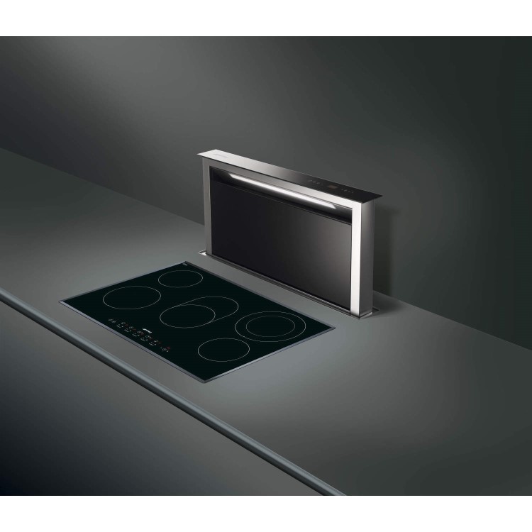 Smeg KDD90VXE 90cm Downdraft Extractor Black Glass And Stainless Steel