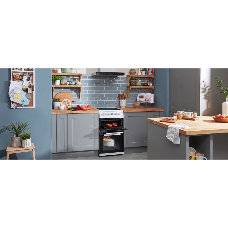 Beko 50cm Double Oven Electric Cooker - White