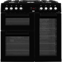 Beko 90cm Dual Fuel Double Oven Range Cooker - Black