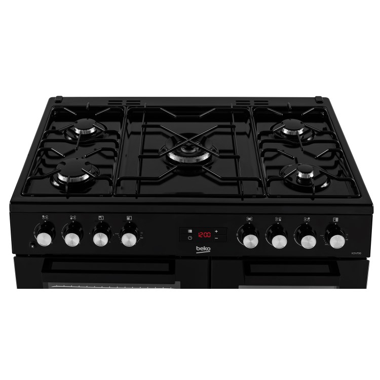 Beko 90cm Dual Fuel Double Oven Range Cooker - Black