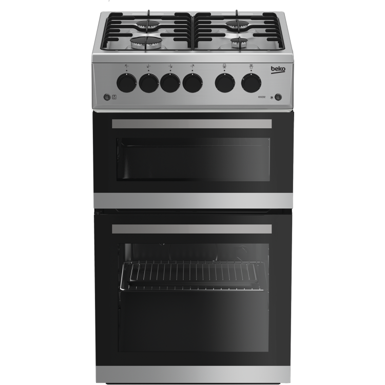 Beko 50cm Double Oven Gas Cooker - Silver