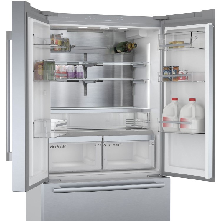 Bosch Series 8 573 Litre French Style American Freestanding Fridge Freezer - Easyclean Stainless Steel