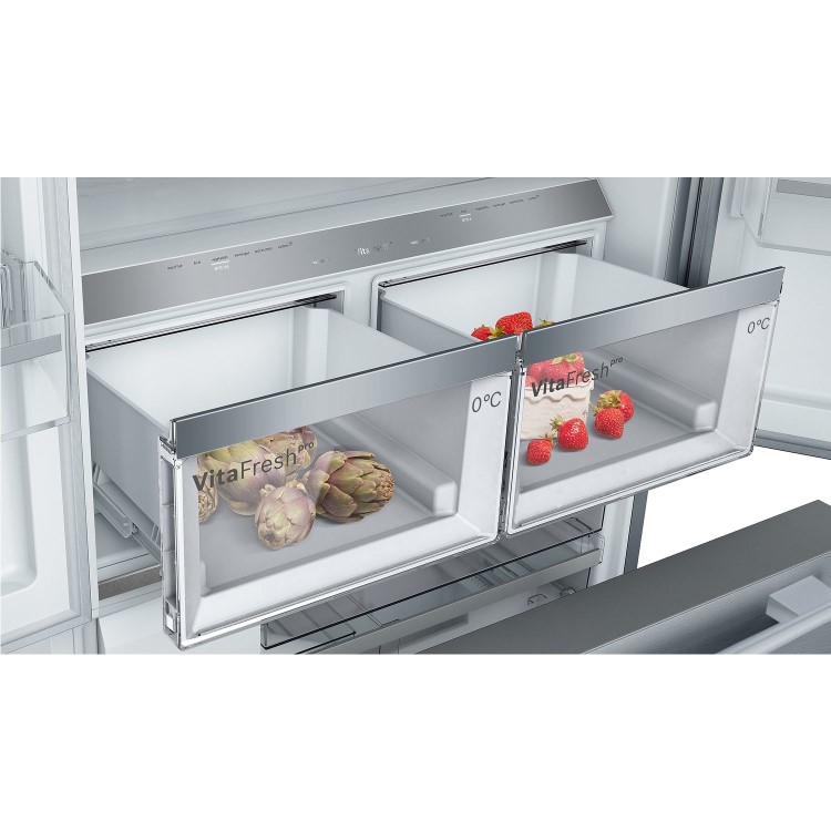 Bosch Series 8 573 Litre French Style American Freestanding Fridge Freezer - Easyclean Stainless Steel