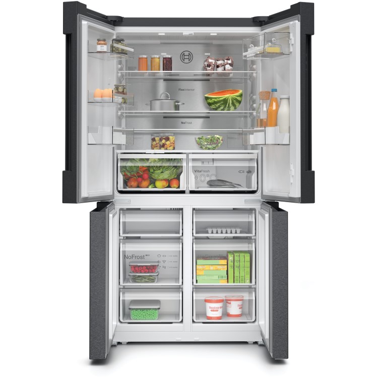 Refurbished Bosch Series 6 KFN96AXEA 605 Litre Frost Free American Fridge Freezer With Multiflow Black Stainless Steel