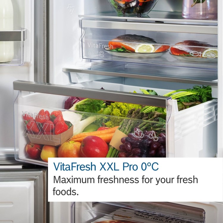 Refurbished Bosch Series 6 KFN96AXEA 605 Litre Frost Free American Fridge Freezer With Multiflow Black Stainless Steel