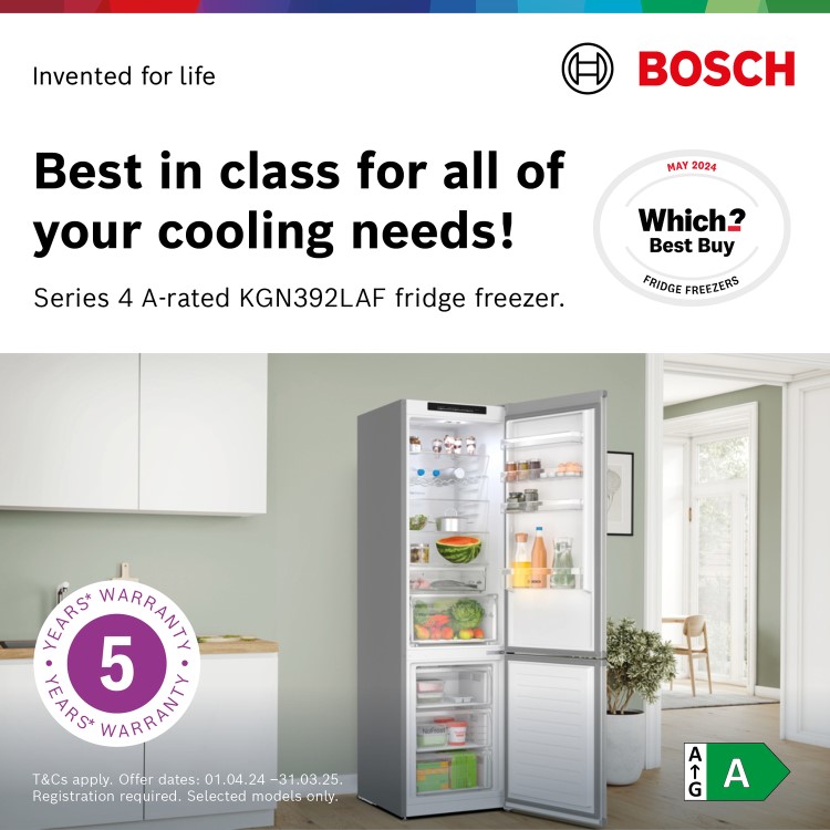 Refurbished Bosch Series 4 KGN392LAF Freestanding 363 Litre 70/30 Frost Free Fridge Freezer Stainless Steel