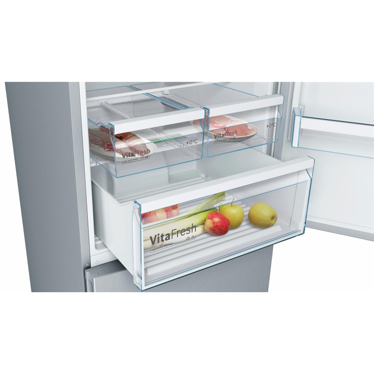 Bosch KGN56XL30 Serie 4 Freestanding Fridge Freezer With vitaFresh Drawer - Stainless Steel Look