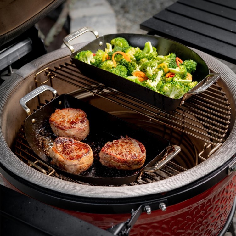 Kamado Joe Karbon Steel Half-Moon BBQ Pan - Black