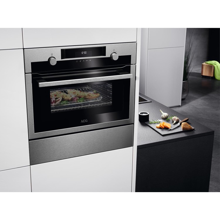 Refurbished AEG 8000 Series KME565060M 60cm Built In 43L with Grill 1000W Combination Microwave Oven Stainless Steel