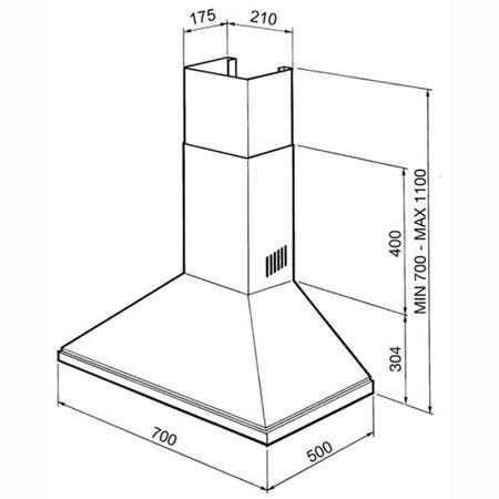 Smeg 70cm Chimney Cooker Hood - Stainless Steel