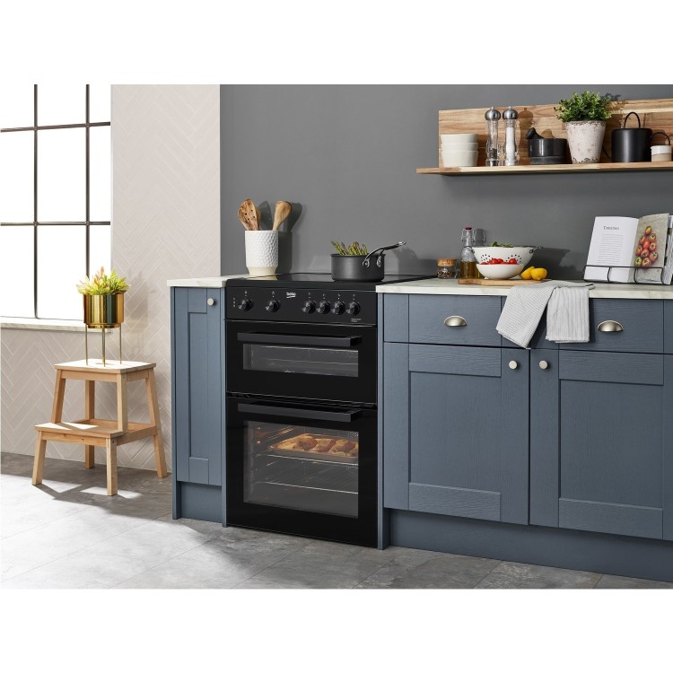 Beko 60cm Twin Cavity Electric Cooker - Black