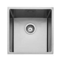 Rangemaster Kube Single Bowl Inset / Undermount Chrome Stainless Steel Kitchen Sink- 440mm x 440mm