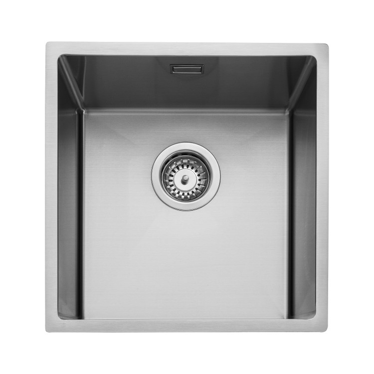 Rangemaster Kube Single Bowl Inset / Undermount Chrome Stainless Steel Kitchen Sink- 440mm x 440mm