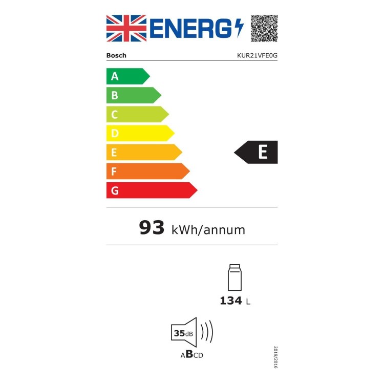 Refurbished Bosch Series 4 KUR21VFE0G Integrated 134 Litre Under Counter Fridge