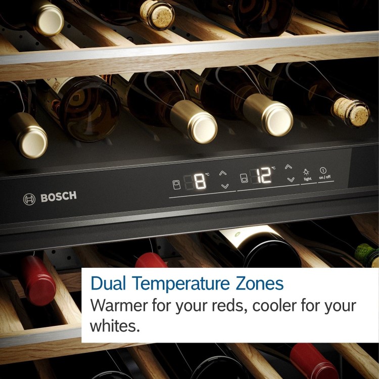 Bosch Series 6 44 Bottle Capacity Dual Zone Built-in Wine Cooler - Black