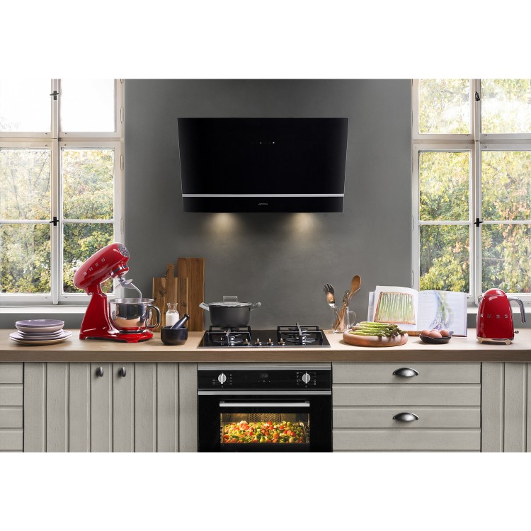 Smeg 80cm Angled Chimney Cooker Hood - Black